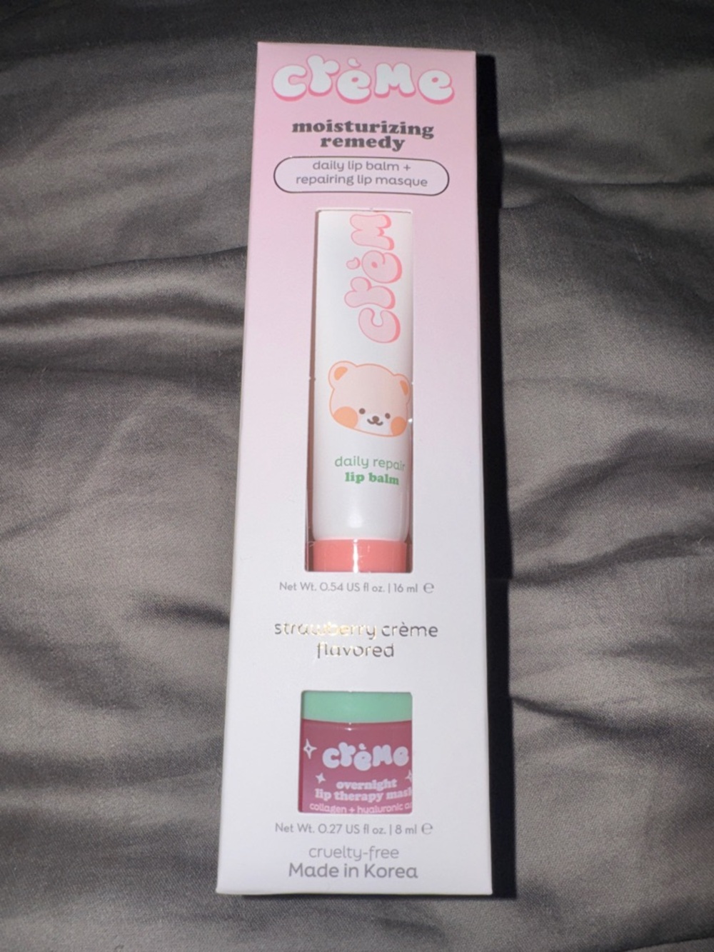 The Crème Shop Strawberry Crème Lip Repair Duo Balm + Mask K-Beauty New